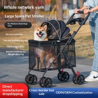 Poussette pliable multifonctionnelle à 4 roues pour chiens de taille moyenne/grande, idéale pour les voyages en plein air