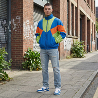 Veste de sport rétro pour homme OEM ODM en toile, style color block, légère, respirante, matelassée, zippée, streetwear, pour la course à pied
