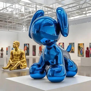 Custom Moderne Rvs Ballon Hond Spiegel Sculptuur 8K Gepolijst Villa Indoor Tuin Kerk Ornament - Product Image 4