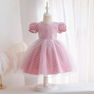 Girls Dress With Big Bow And Lace Tutu Skirt A-Line Purple Cotton For Birthday Party Size 986 - Product Image 3
