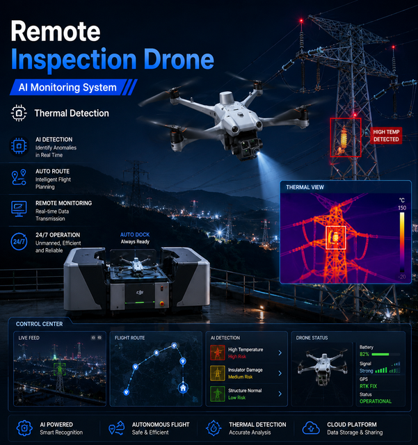 MATRICE 4TD Remote Inspection Drone Thermal Imaging Autonomous Dock System Industrial UAV Infrastructure Monitoring Ultra High