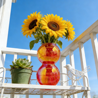 Vase en verre borosilicaté irisé en forme de boule double Ornement de table de mariage coloré et décoration intérieure Vases à fleurs