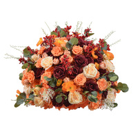Boule de fleurs artificielles aspect naturel Orange Brûlé Bourgogne, Centre de table de luxe pour mariage, décoration de vitrine, événements et maison