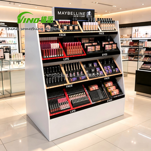 Custom Logo MDF Cosmetic <b>Floor</b> Display Stand Multi‑Tier Slant <b>Shelf</b> Makeup Display Cabinet For Lipstick Eyeshadow Retail Beauty - Product Image 1