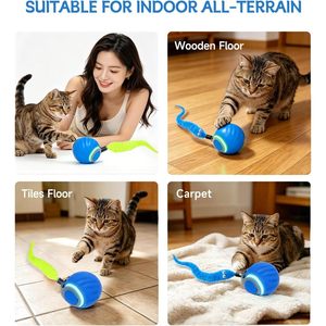 Juguete Interactivo de Lujo para Gatos, Bola de Plástico Recargable con Movimiento Automático y 3 Colas para Gatos de Interior, Juego Silencioso - Product Image 6