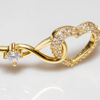 Bracelet tendance en forme de double cœur entrelacé pour femmes, avec pavé de CZ, en cuivre doré, réglable, cadeau de mariage