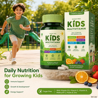 Capsules multivitaminées pour enfants sans sucre, végétaliennes, avec vitamines D3, C et zinc, pour le soutien immunitaire, la croissance et l'énergie, marque privée
