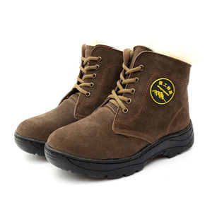 Men's Winter Snow Boots Suede Cowhide Mid-Heel Warm <b>Wool</b> Lining Durable Outdoor Boots - Product Image 1