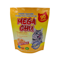 Sac d'emballage en plastique refermable pour bâton de friandises pour chat doypack réutilisable stockage personnalisé des aliments pochette à fermeture éclair debout avec logo