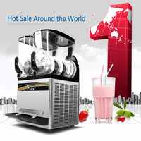 Machine à slush commerciale en acier inoxydable pour boissons glacées, capacité 15L*2, multifonction, écologique, alimentée par prise électrique