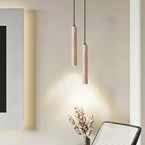 Lampe suspendue en tuyau LED Wabi Sabi 30CM, pierre jaune travertin, luminaire suspendu chic, salle à manger, cuisine, restaurant, table, chevet - Product Image 4