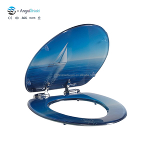 Siège <span class=keywords><strong>de</strong></span> toilette en acrylique Bleu Voilier Design <span class=keywords><strong>Couvercle</strong></span> <span class=keywords><strong>de</strong></span> toilette Fermeture en douceur Dégagement rapide Facile à nettoyer pour salle <span class=keywords><strong>de</strong></span> bain moderne - Product Image 1
