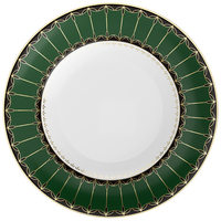 Assiette de table ronde en porcelaine fine vert foncé et or, style vintage de luxe, pour hôtels et restaurants, vente en gros