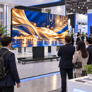 Écran LED pliable et relevable de 135 pouces P1.56, écran LED HD sur roues pour grande salle d'exposition et affichage en stand intérieur - Product Image 2