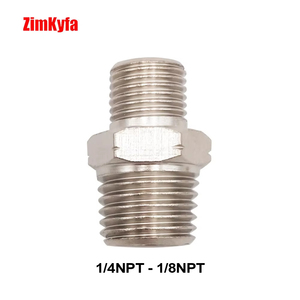 Adaptateur hexagonal en acier inoxydable nickelé, raccord de tuyau pneumatique, réducteur de filetage mâle 1/8 NPT 1/4 NPT, max 300 psi, Zimakyfa - Product Image 4