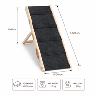 Rampe pliante moderne pour animaux de compagnie, structure en bois massif, surface antidérapante en tapis, poignée de transport portable, pieds de support robustes, pour chiens et chats, personnalisable
