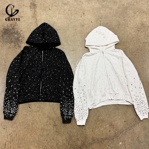 เสื้อฮู้ดพิมพ์ลายระบายอากาศได้ดี แต่งคริสตัลและเพชรเทียม ซิปยาวเต็มตัว ทรงโอเวอร์ไซส์ ผ้าฟลีซหนานุ่ม สไตล์สตรีทแวร์ Y2K แบบสั่งทำพิเศษ - Product Image 1