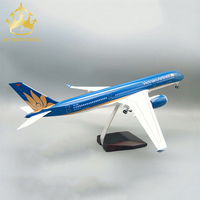 Modèle d'avion en résine Airbus A350 Vietnam Airlines 1:142 avec roues et lumières à commande vocale, cadeau d'affaires