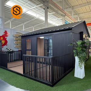 Casa Container Pieghevole di Lusso Shinestone Nera da 20 Piedi con Tetto Inclinato |   Casa Prefabbricata Moderna Espandibile con 2 Camere da Letto e <span class=keywords><strong>Soggiorno</strong></span> - Product Image 3