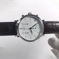 Montre Chronographe Sportive Simple et Élégante à Quartz avec Cadran en Cristal Saphir, Lunette en Acier Inoxydable et Bracelet en Cuir, Affichage Analogique à Aiguilles