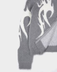 Cardigan à Capuche Zippé en Mohair Personnalisé pour Homme – Tricot Hiver Doux et Moelleux, Pull Jacquard Oversize en Mohair, Veste à Capuche - Product Image 4