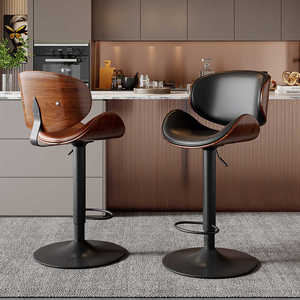 Modern Luxury <b>Leather</b> Counter Height Rotating High <b>Stool</b> Suitable for <b>Bars</b> Kitchens and Restaurants - Product Image 1