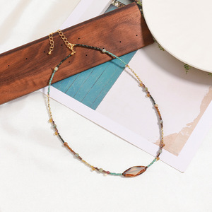 18K chapado en oro Y2K Piedra Natural Boho <span class=keywords><strong>Picasso</strong></span> Miyuki semilla Miyuki gargantilla Collar para mujer - Product Image 4