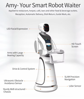 Robot de service humanoïde avec écran tactile de 13 pouces, robot de livraison autonome, charge utile de 5 kg, navigation intérieure pour hôtels et restaurants