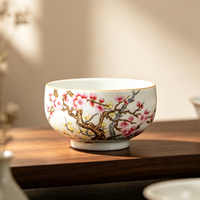 Tasse Maîtresse en Porcelaine Fine RED LEAF CERAMICS, Motif Fleur de Prunier Chinois Traditionnel - Origine Jiangxi, Réutilisable, Sûr pour les Aliments, Coffret Cadeau