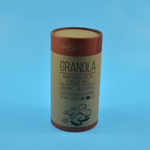 <span class=keywords><strong>Tube</strong></span> en Carton Kraft Naturel Personnalisable Biodégradable Écologique Recyclable pour Cadeau Alimentaire de Granola de Marque - Product Image 4