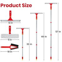 Kit de nettoyage de vitres grattoir à long manche rotatif épurateur en microfibre pour douche de voiture poteau en verre intérieur extérieur
