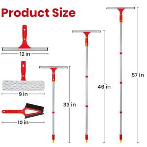 Window <strong>Cleaning</strong> <strong>Kit</strong> Rotatable Long Handle Scraper Microfiber Scrubber for Car Shower Indoor Outdoor <strong>Glass</strong> Pole - Product Image 2