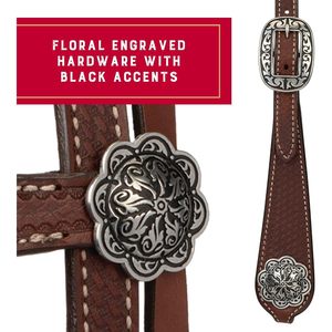 Têtière Western Weaver en Cuir Véritable Marron, Accessoire d'Équitation Style Cowboy - Product Image 3