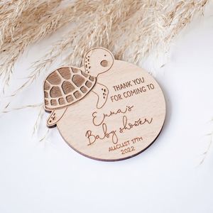 Panneau en bois gravé au laser personnalisé tortue marine, cadeau de remerciement pour baby shower, souvenir de fête avec nom et date - Product Image 5