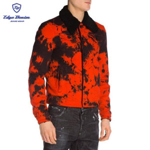 Hot New Style Tie Dyed Color <strong>Men's</strong> Denim Jeans <strong>Jacket</strong> With <strong>Fur</strong> <strong>Men</strong> - Product Image 2