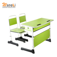 Mobilier scolaire Bureau double et chaise avec deux sièges Table et chaise d'étudiant réglables en hauteur