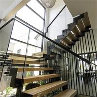 Escalier intérieur DB à double plaque d'acier, marches en bois, droit, en zigzag, ou en forme de Z