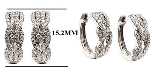 KOK Design Élégant Série Hong Kong Love Or Blanc 18K 104 PC Diamant Taille Brillant 0.74CT Boucles d'Oreilles Créoles pour Femme Tendance Mariage - Product Image 2