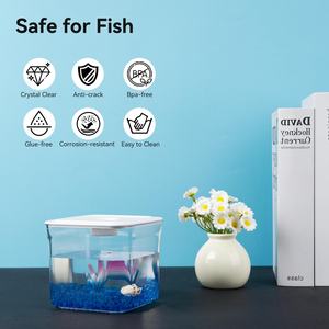 Petit aquarium de bureau rectangulaire créatif en plastique pour poissons rouges et tortues, 1,5 L, écologique, moderne, accessoires pour aquarium de salon - Product Image 3