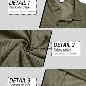 เสื้อเชิ้ตคอร์ดูรอยสีพื้นสำหรับผู้ชาย แบรนด์ Temu สไตล์ลำลองสำหรับทำงาน ผ้าไม่ยับ สไตล์ยุโรปอเมริกัน แขนยาว - Product Image 5