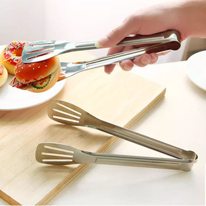 Nahe Stainless Steel Food Tongs 304 Grade Heat Resistant Kitchen BBQ Grilling Baking Tools Multifunctional Steak Tongs - Product Image 1