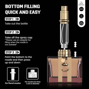 Custom Colorful Pocket Luxury 10ml 15ml Refillable Leather Travel Case Empty <b>Perfume</b> Bottle Glass Vials Flat Screen Printed Pump - Product Image 3