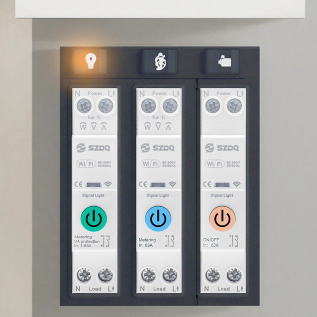 1P Wifi Industrial Smart MCB Circuit Breaker Switch 1-63A Mini Plastic with Metering 220V/380V 6kA Breaking Capacity BCD Curve C