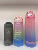 Bouteille d'eau sport en plastique sans BPA personnalisée, 500 ml, 750 ml, 1000 ml, avec couvercle rabattable, à boire directement, réutilisable