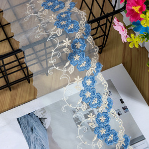 Pita Renda Bunga 3D Multiwarna RYL pada Tulle Transparan untuk Gaun & Lingerie - Product Image 3