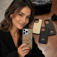 Casing Ponsel Kulit Sintetis dengan Tempat Kartu, Anti Benturan, Pelindung 360 Derajat untuk iPhone Seri 16 15 14 13 12
