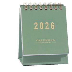 ปฏิทินตั้งโต๊ะภาษาอังกฤษแบบครอส-บอร์เดอร์ ปี 2026 ดีไซน์โมรันดี สีพื้นเรียบง่าย ของตกแต่งกระดาษขนาดเล็ก พร้อมนาฬิกาและช่องบันทึกข้อความสำหรับวางบนโต๊ะ - Product Image 5