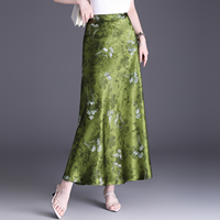 Jupe sirène midi élégante en satin de triacétate micro-élastique à motifs floraux chinois pour femme, vêtements de boutique, vêtements pour femme