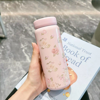 Mini-gobelet isotherme portable en acier inoxydable, style Ins, à motif floral, compact, pour le sport