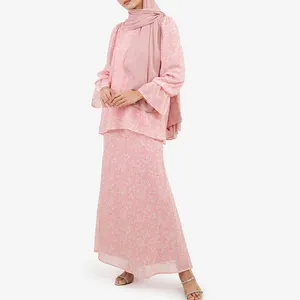 定制时尚Muslimah Baju Kebaya新加坡花卉印花Baju Kurung现代女性马来西亚